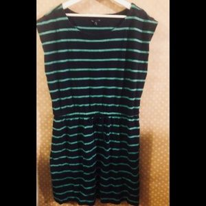 Preppy navy and green cinch waist dress, by GAP.